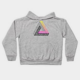 Penrose Triangle (Magenta Yellow Gradient) Kids Hoodie